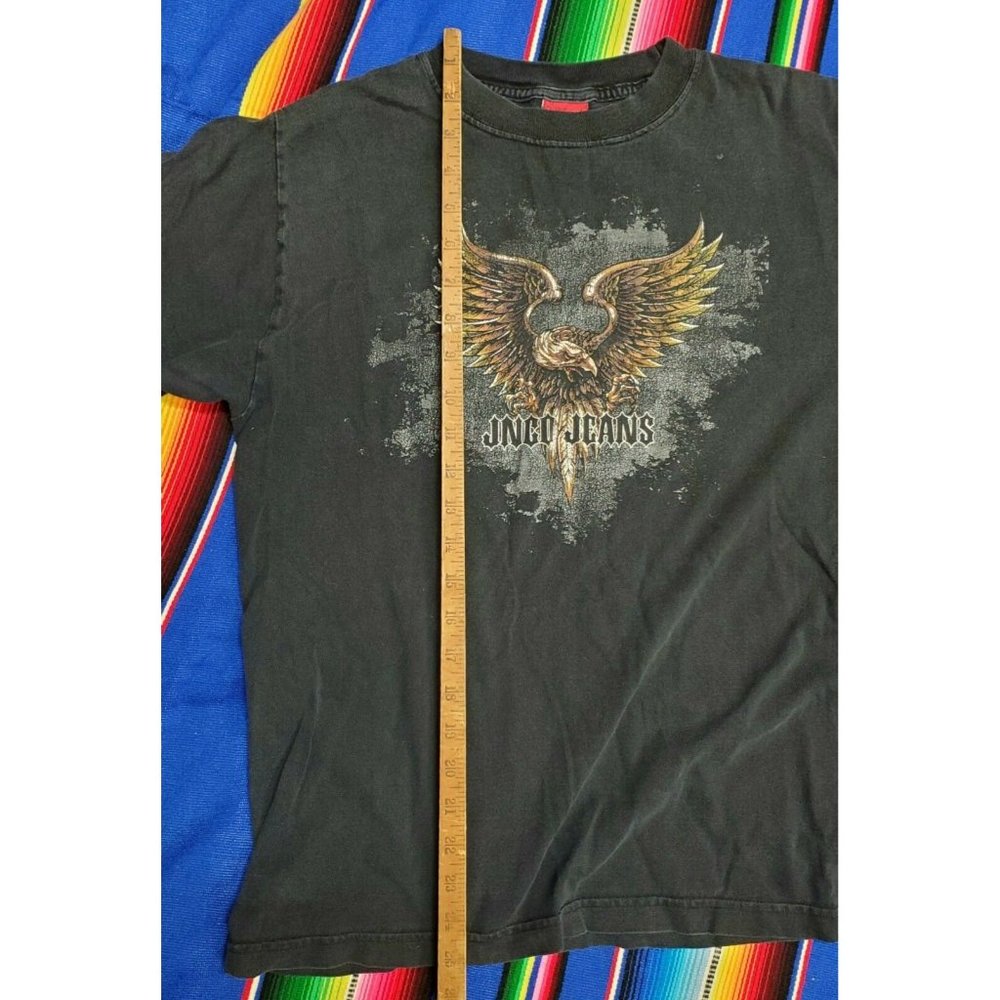 Vtg 90s JNCO Jeans All Over Eagle on Fire Skateboarding Mens XL Black T Shirt Ss